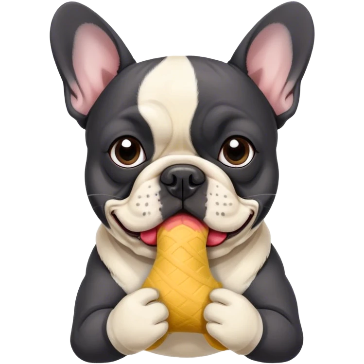 Black and white frenchie eating a sock  emoji