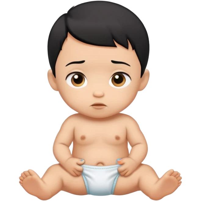 Judgmental baby in diaper with short black hair and tan skin emoji