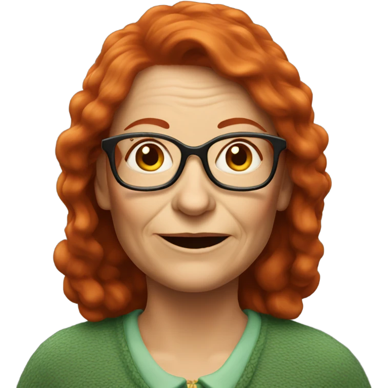 older irish woman with long red hair and glasses emoji