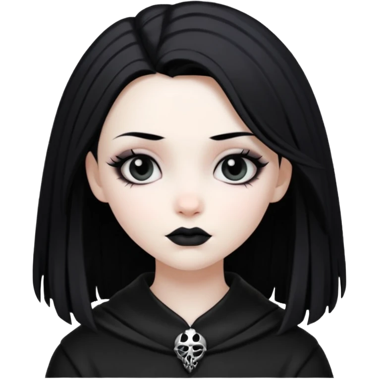 goth girl black and white hair emoji