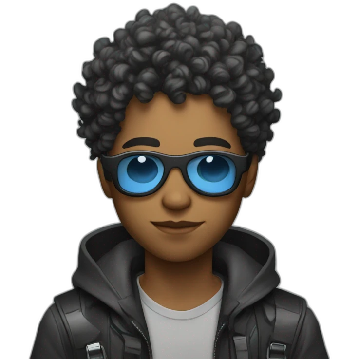 cyberpunk young man with curly hair emoji