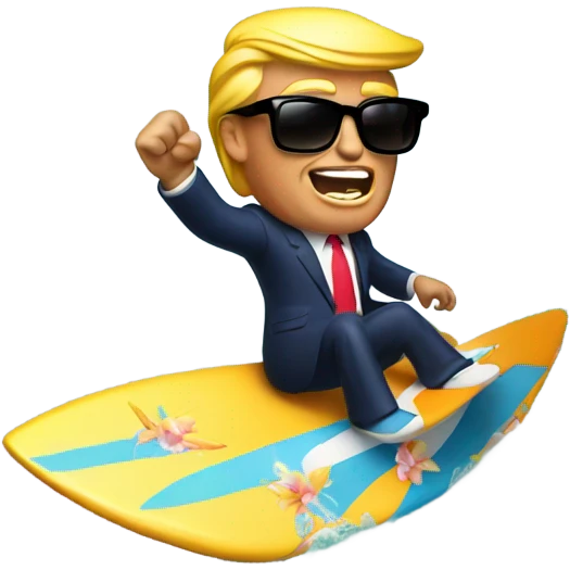 Donald Trump in sunglasses surfing emoji