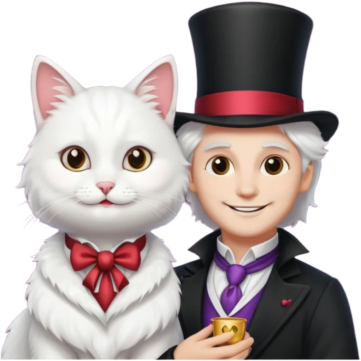 magician couple and their pet cat emoji