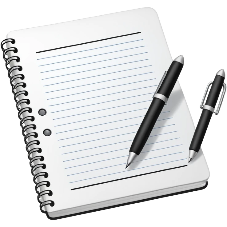 A textbook and a copybook with a pen emoji