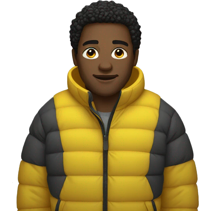 Black man wearing a yellow puffer jacket  emoji