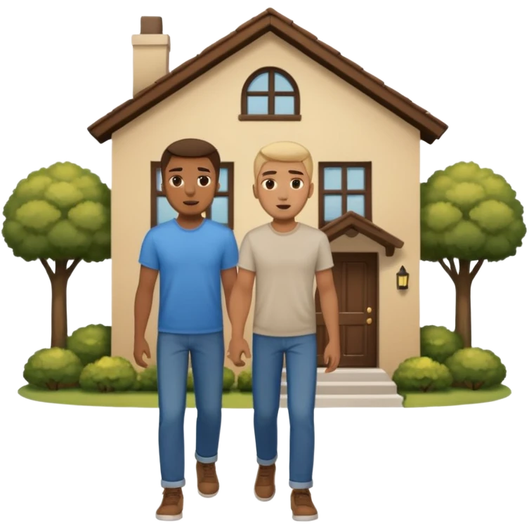 two guys entering on their house emoji
