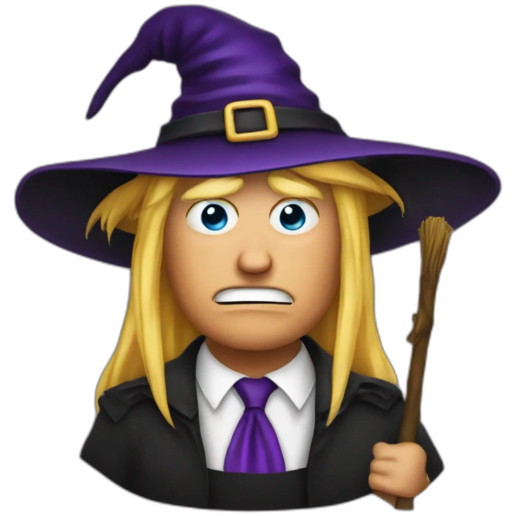 Trump with witch hat emoji