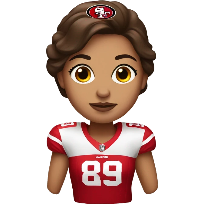 49er fan Latina with brown hair emoji
