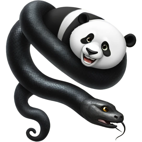 A “old money” panda hanging around with a tall black snake emoji
