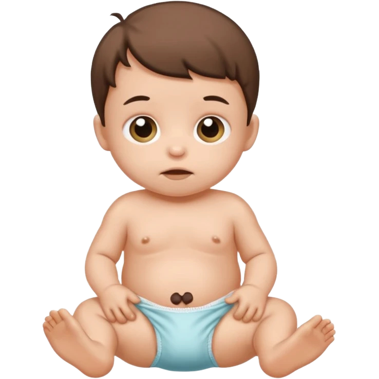 Newborn baby wearing a full of poop diaper emoji