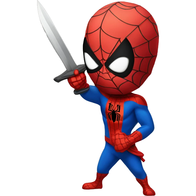 Spider-man with a brave sword in a slicing pose emoji
