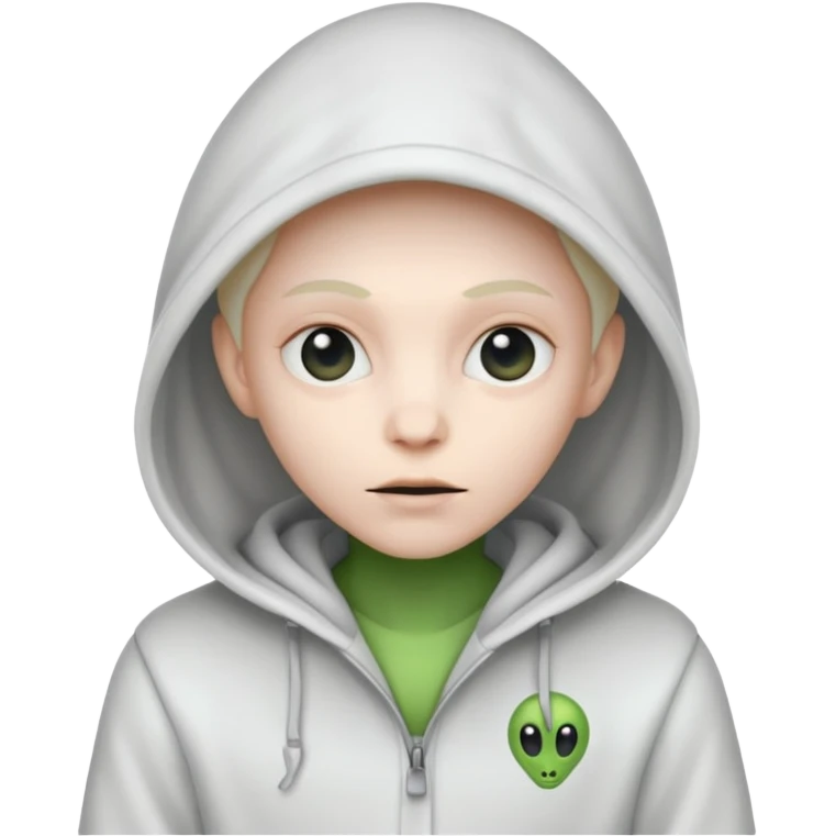 alien, super White Coat with Hoodie  emoji