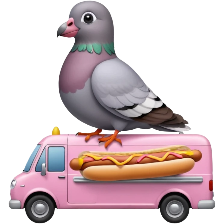 Pigeon is in the hot dog Van emoji