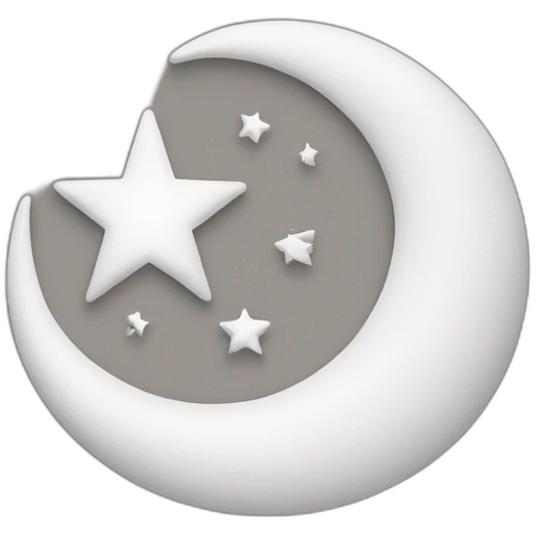 White Muslim crescent with star emoji