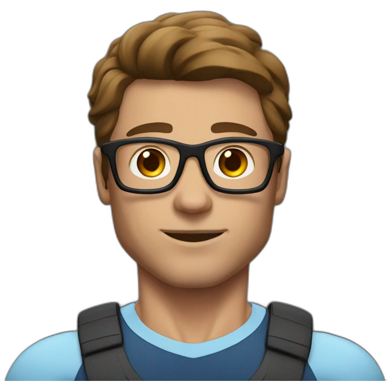 bodybuilder man with brown hair and glasses without beard  emoji