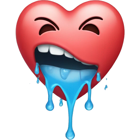 heart face with dripping water out of its mouth emoji
