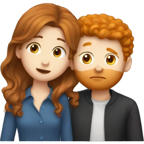 Brown hair girl kissing ginger guy emoji