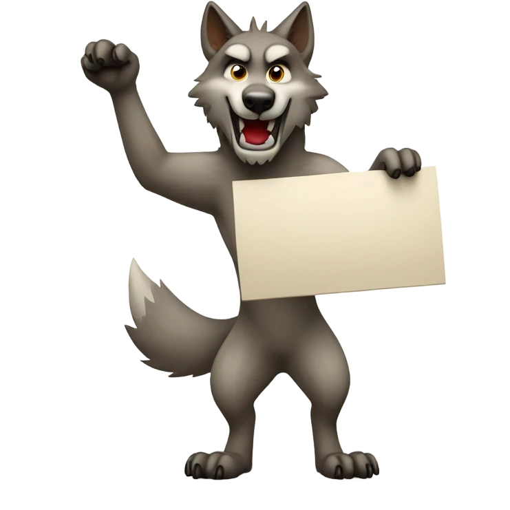 Wolf holding a blank sign emoji