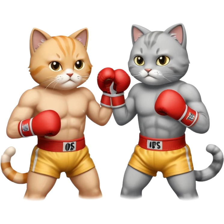 Two buff cats boxing emoji
