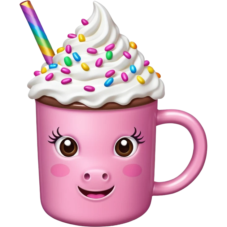 Make a pink unicorn hot cocoa emoji