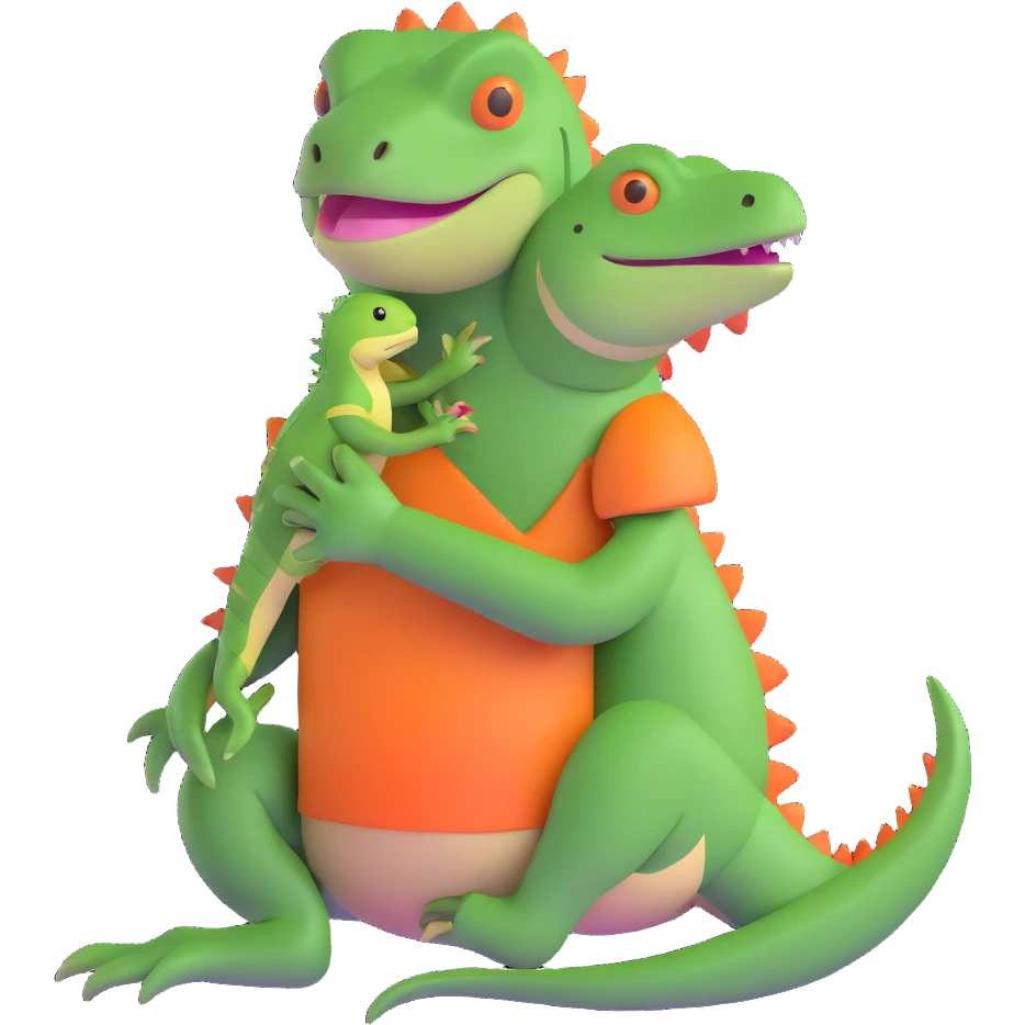 person hugging an iguana emoji