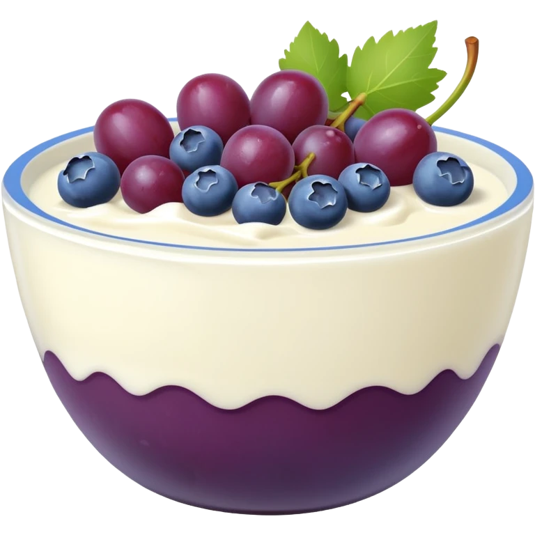 yoghurt bowl with grapes and blueberries emoji