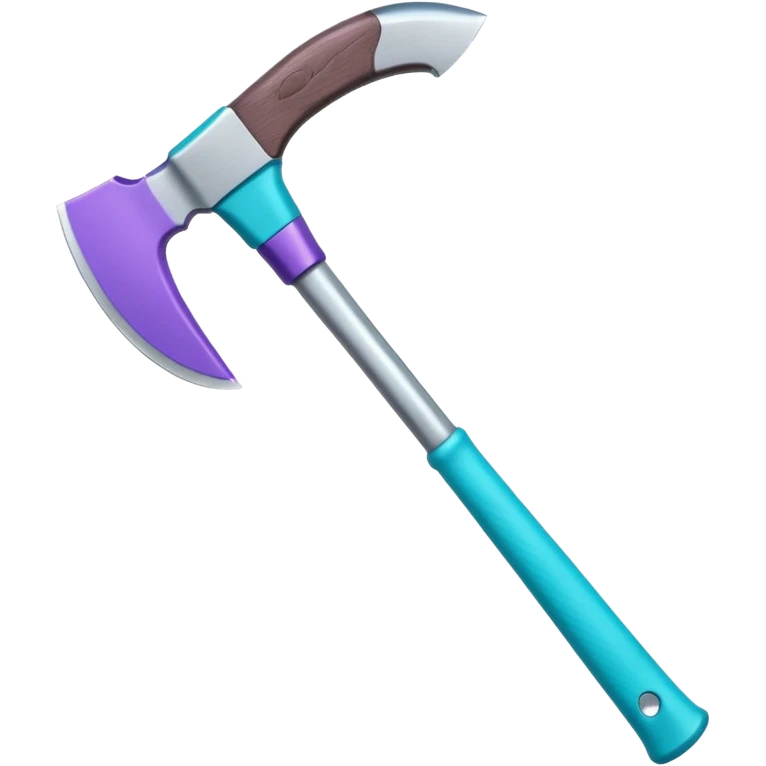 Axe with purple handle with silver blade with cyan edge emoji