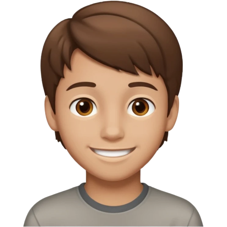 Illustrated emoji of a teen boy with brown hair and brown eyes emoji