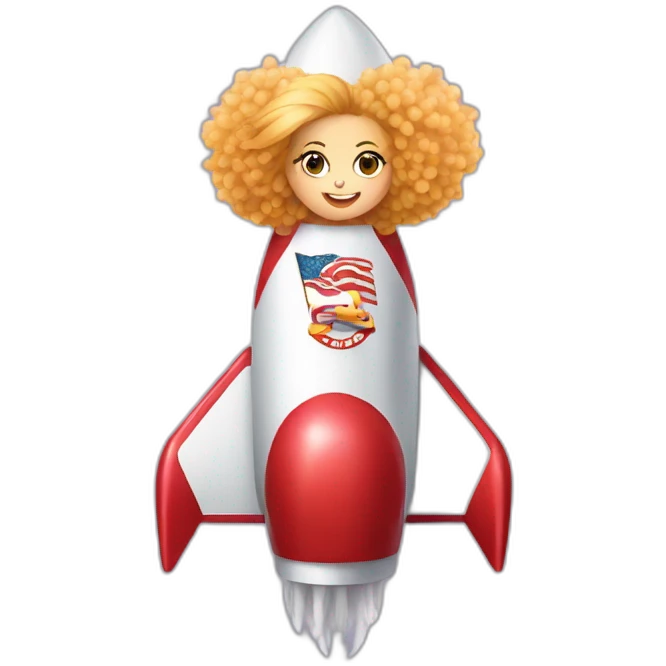 pom pom girl inside a rocket emoji