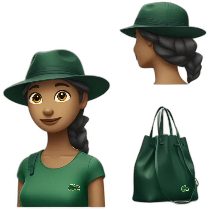 Lacoste bag girl with black lacoste hat emoji
