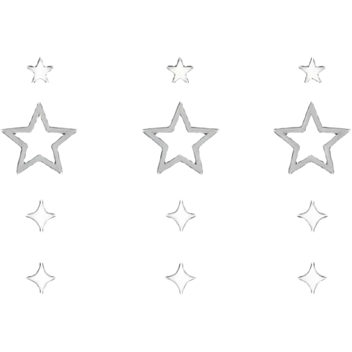 three star-shaped sparkles, each containing a different fabric pattern emoji