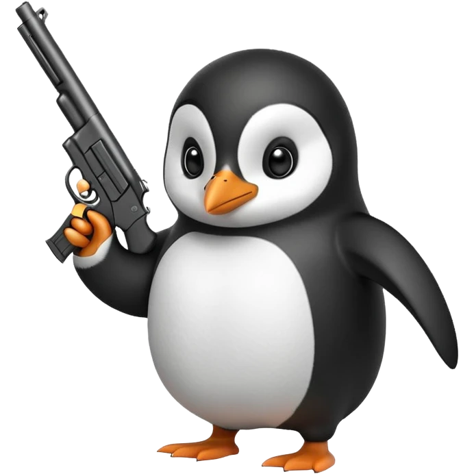 Penguin with a gun emoji