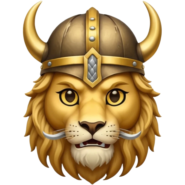 lion, viking helmet,  emoji