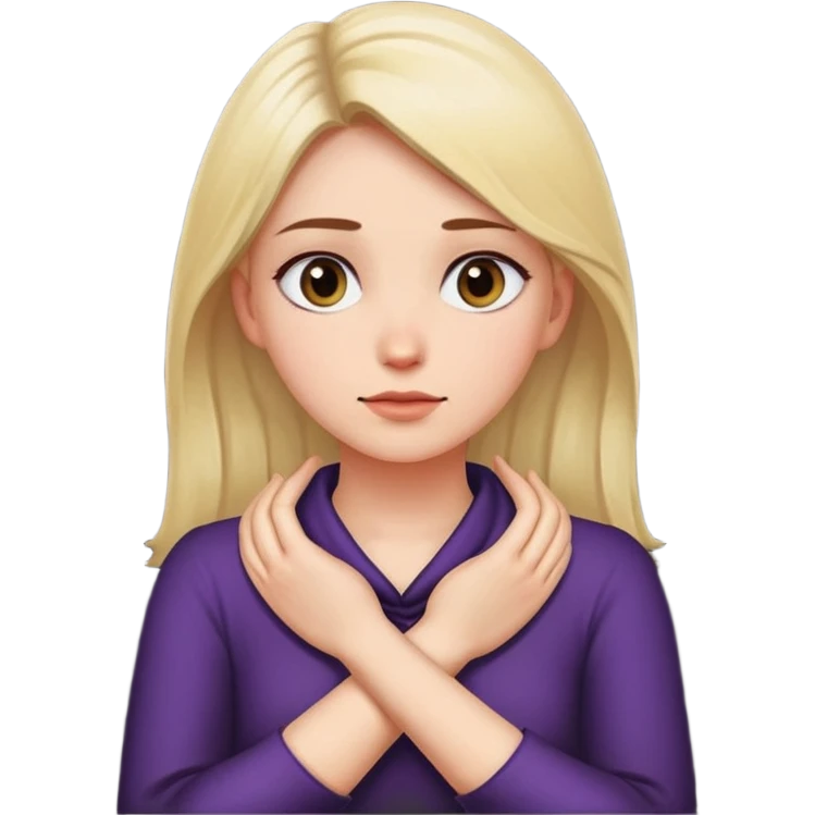 A women crossing her hands around her neck with x’s as her eyes  emoji