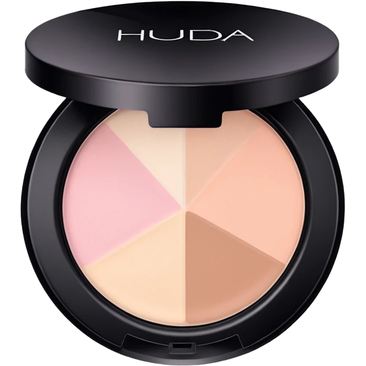 Clean, aesthetic emoji of Huda Beauty loose powder, soft glam vibe, pastel tones, makeup icon style, high quality. emoji