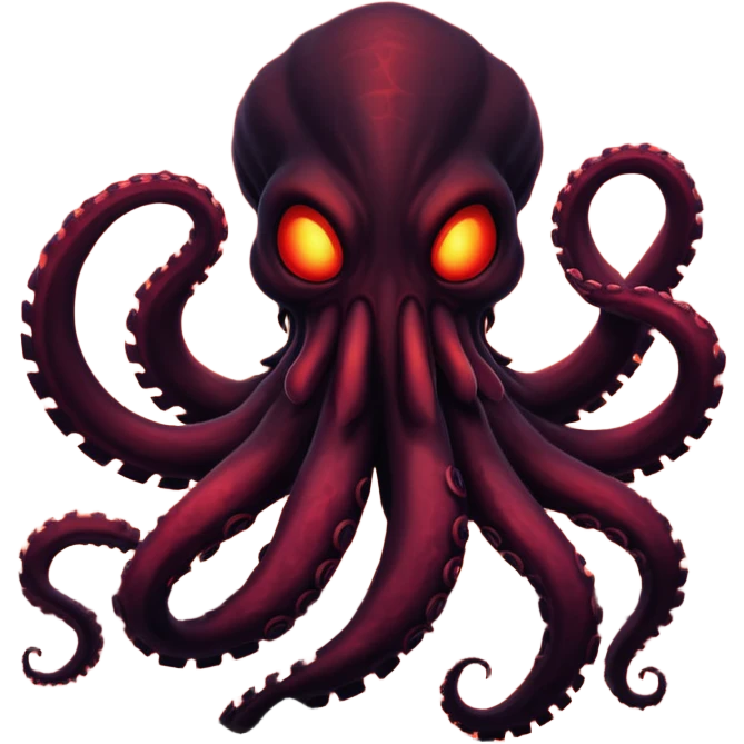 Dark tentacle monster silhouette on a dramatic red sky. emoji