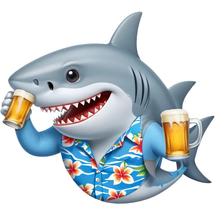 shark drinking a beer emoji
