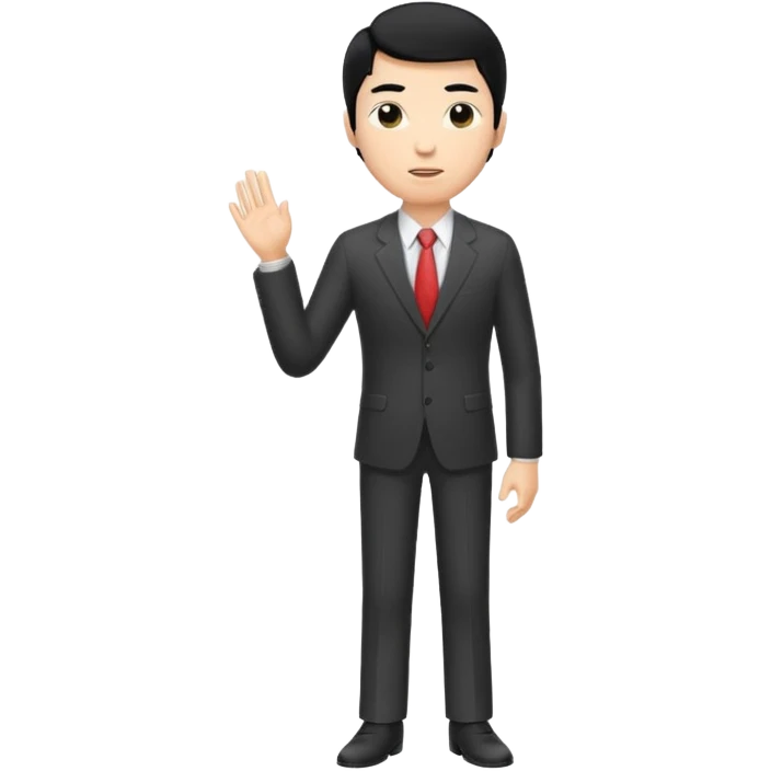 one tall, lean, business man talking, black hair, asian emoji