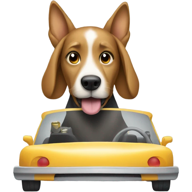 Dog drinking and driving a car emoji