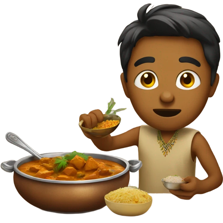 Indian eating curry emoji