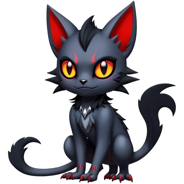 Vampiric feral futuristic gothic emo dark Litten-Noibat-Fakémon-hybrid-creature (full body) emoji