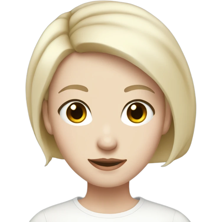 pale skin young woman with a black short hair white shirt emoji