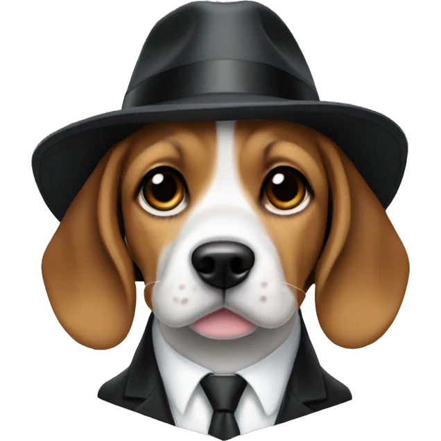 Beagle puppy in suit and fedora  emoji