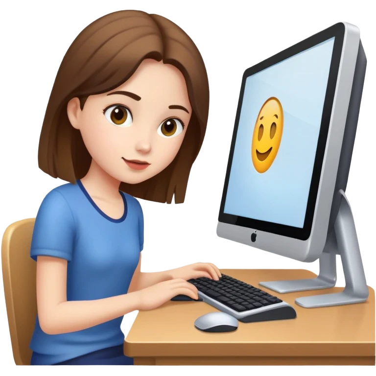 Girl using desktop computer emoji
