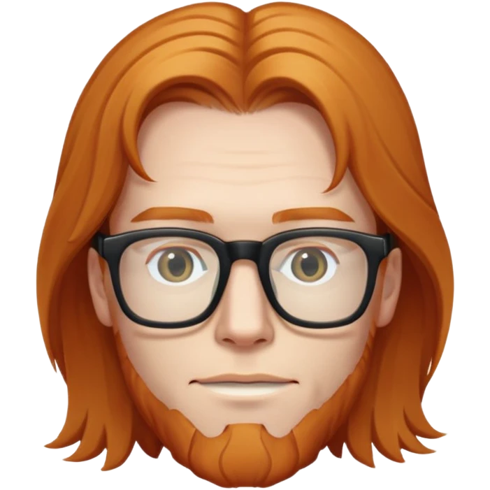 Парень с пышными  рыжими волосами до плеч и квадратных очках  emoji