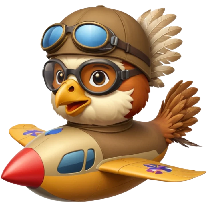 rooster pilot flying glider emoji