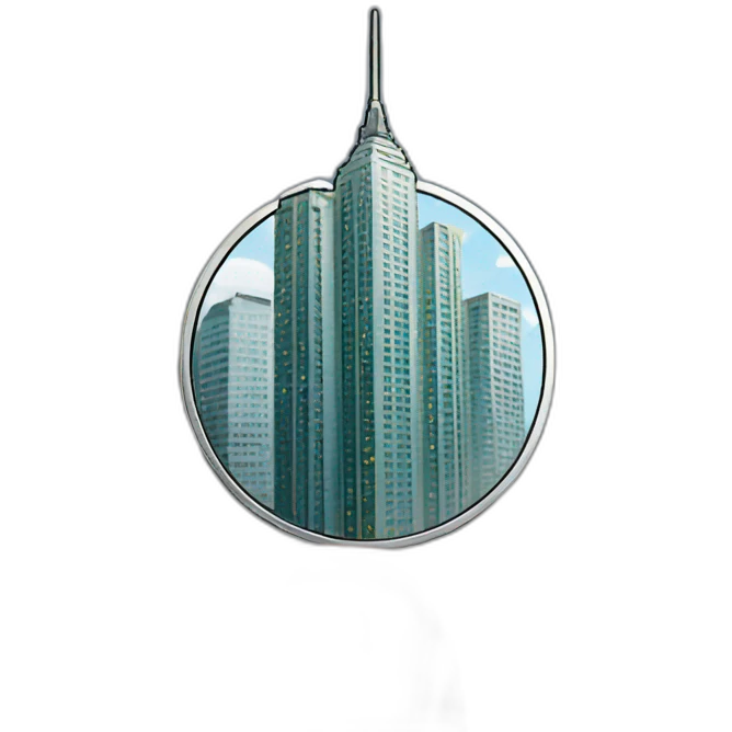 coin with a skyscrapper sticker emoji