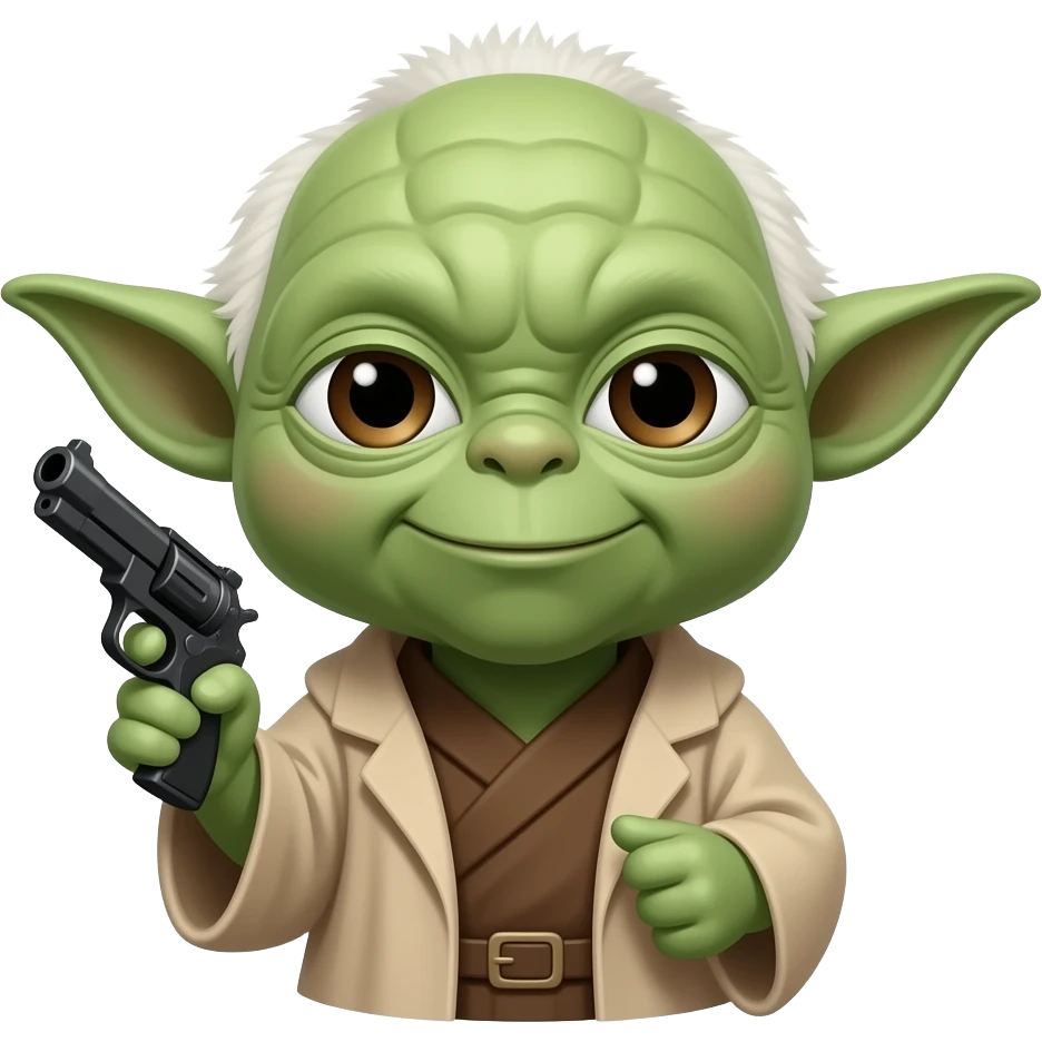 Make a Yoda with a gun emoji