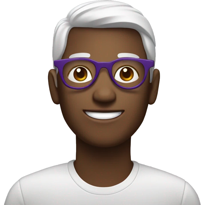 Pelo café con lentes morados emoji
