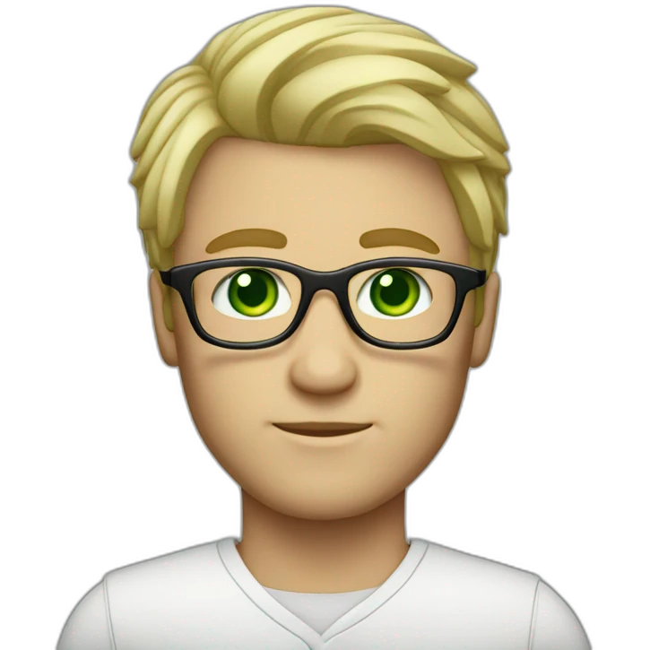 blond court hair man with glasses green eyes emoji